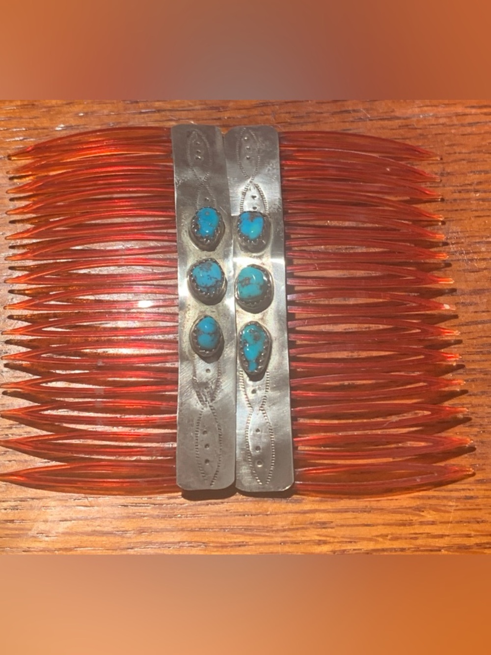 Vintage Native American Turquoise Hair Combs